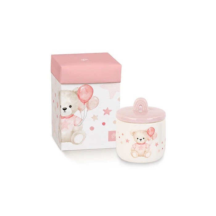 CANDELA ORSETTO PALLONCINO ROSA D6 H7.5 CON SCATOLA